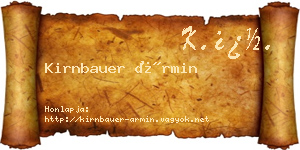 Kirnbauer Ármin névjegykártya